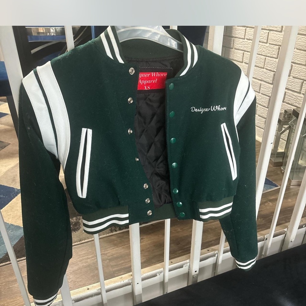 Designer Wh*** Green Varsity Jacket
